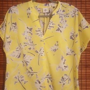 Yellow and blue floral top